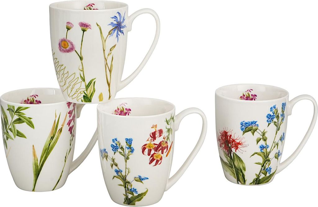 DUO Flower Classic Becher 360 ml COLORS OF NATURE 4er Set, New Bone China Porzellan