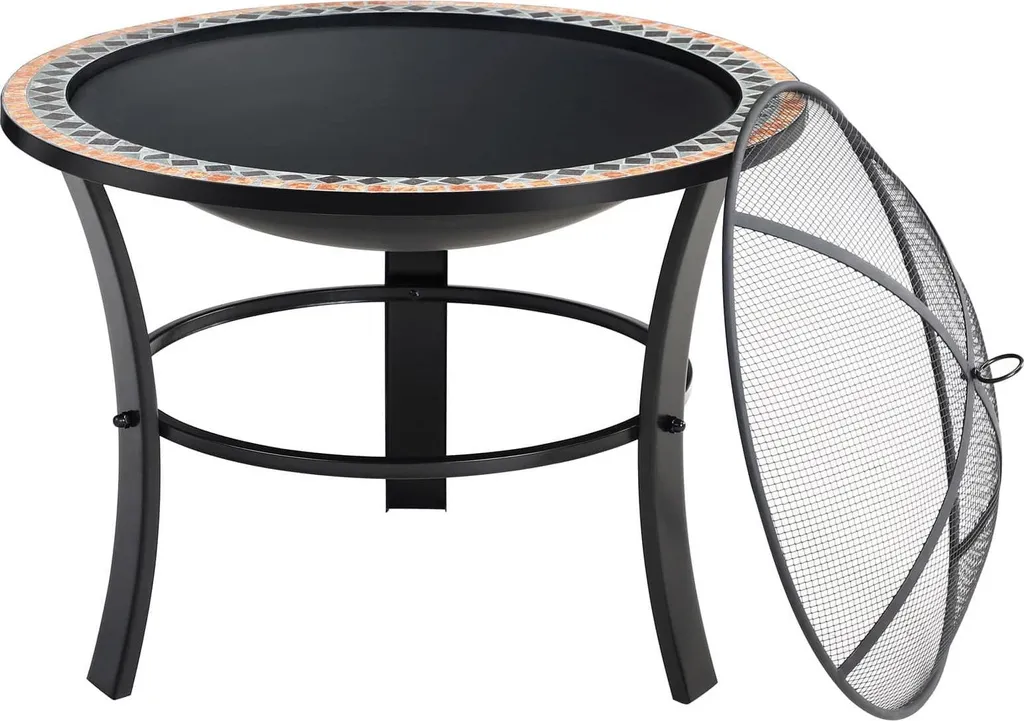 Foyer Mosaic rond 86 cm en acier thermolaqué - Cheminée de jardin noire