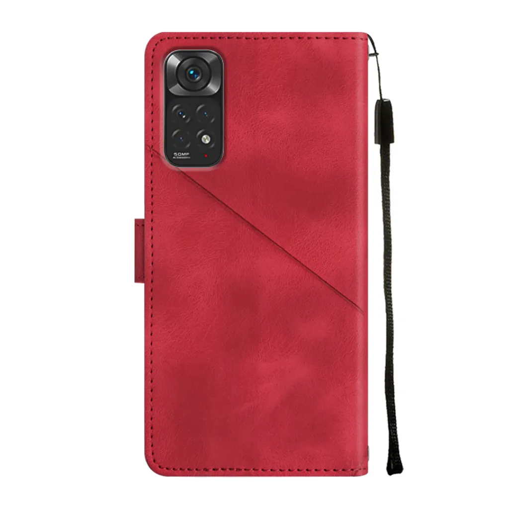 Custodia per Xiaomi Redmi Note 11S / Note 11 4G in rilievo Custodia a portafoglio in pelle Flip con funzione stand rosso - 4