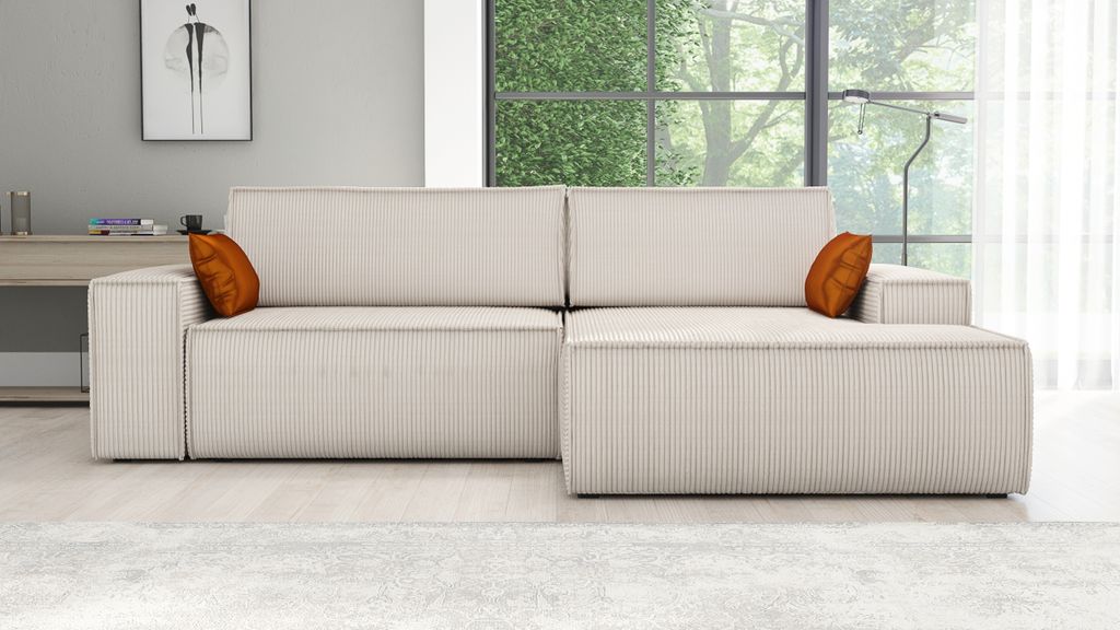 Ecksofa TOR mit Schlaffunktion. Farbe: Cream. Produktbild 