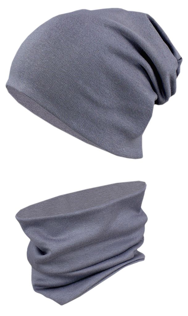 TupTam Kinder Mütze / Beanie und Schlauch Schal Set aus Jersey und Rippstoff, Farbe: Dunkelgrau, Größe: 52-56
