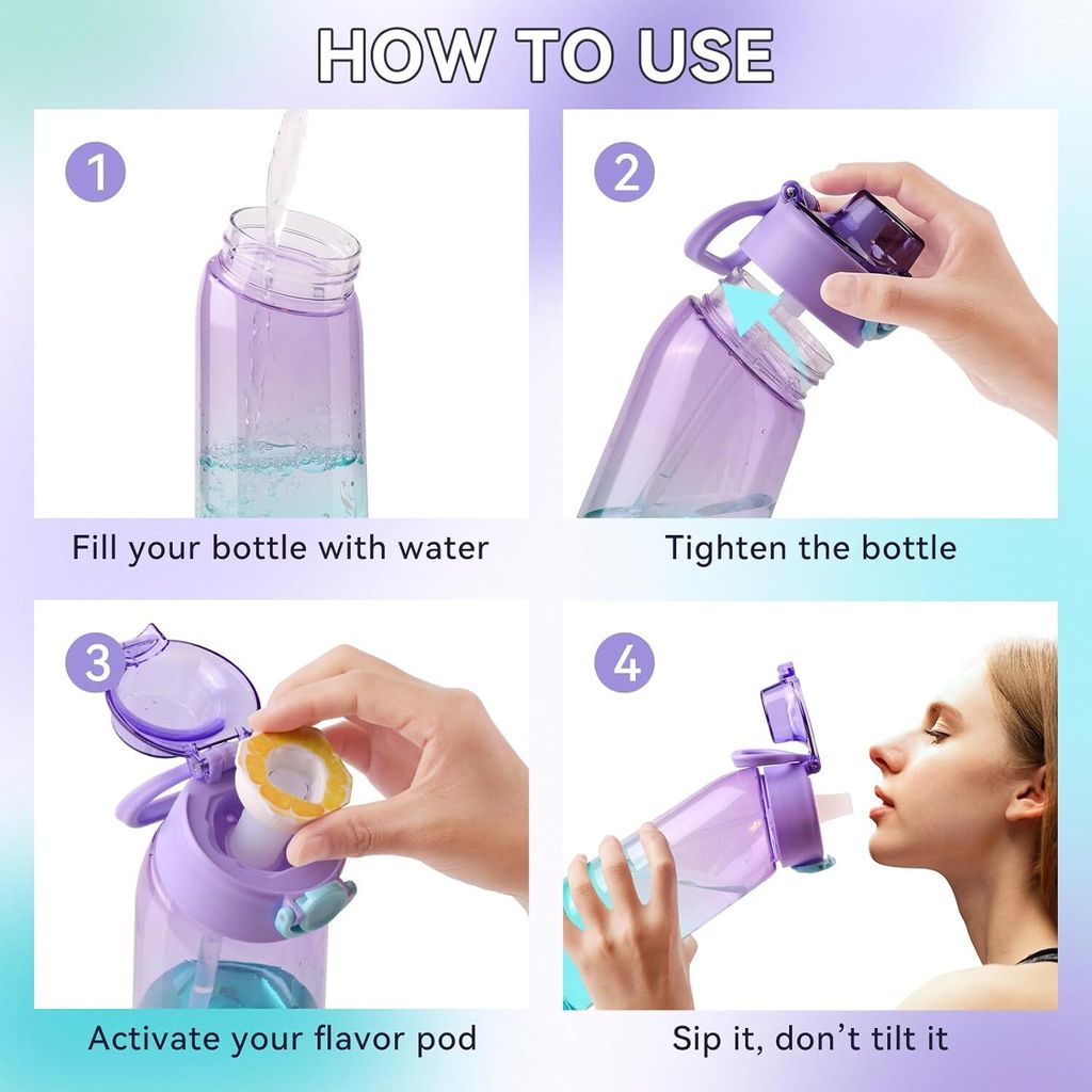 MCBOSON Air-Wasserflasche mit 5 Aromakapseln, 900 ml Produktbild 5