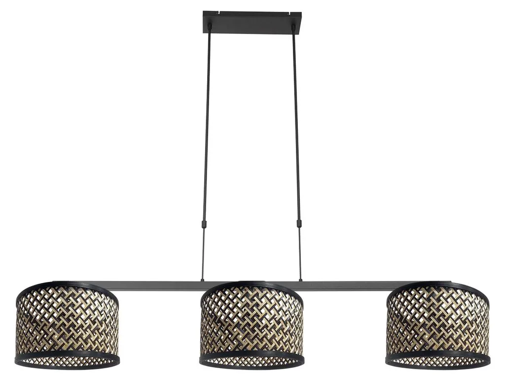Grande Suspension Table à Manger Stang en Métal Noir et Bambou