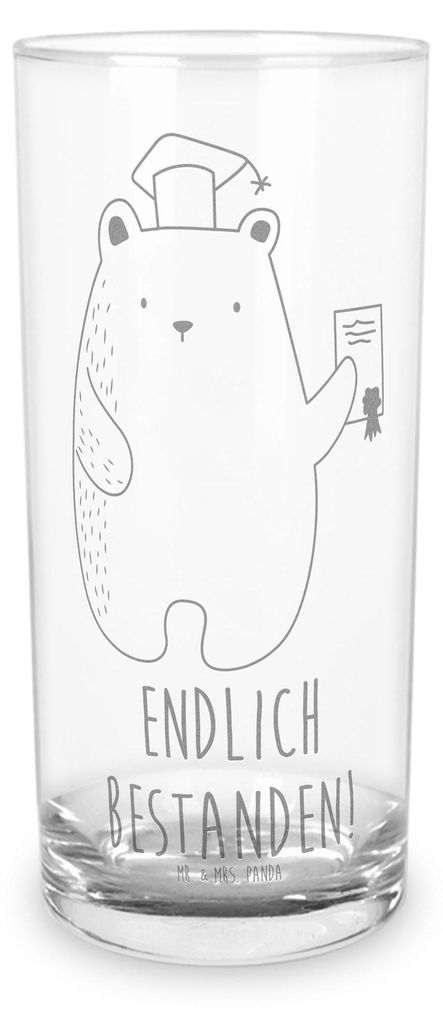 Mr. & Mrs. Panda Glas Bär Prüfung 400 ml - Transparent - Geschenk, Longdrinkglas, Abschlusszeugnis, Abitur, Trinkglas, Bestanden, Cocktailglas, A...