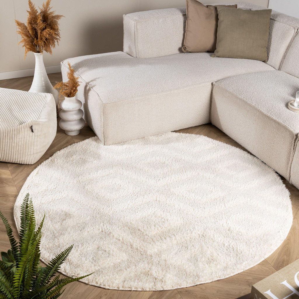 Volero - Teppich Skandinavisch Rund - Lova Diamond Creme - Ø 120 cm - Wohnzimmer, Esszimmer, Schlafzimmer - Klassik, Modern, Skandinavisch