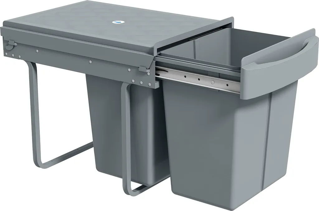 Poubelle double extensible 2x20 l avec couvercle motif diamant gris