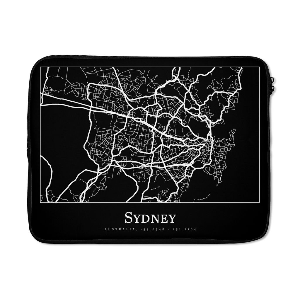 MuchoWow Laptop Hülle 17 Zoll Laptoptasche Karte - Sydney - Stadtplan - Zipper - Schutzabdeckung