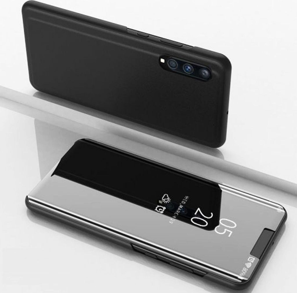 Handyhülle für Samsung Galaxy A70 Smart Cover Schutzhülle Clear View Case Schwarz