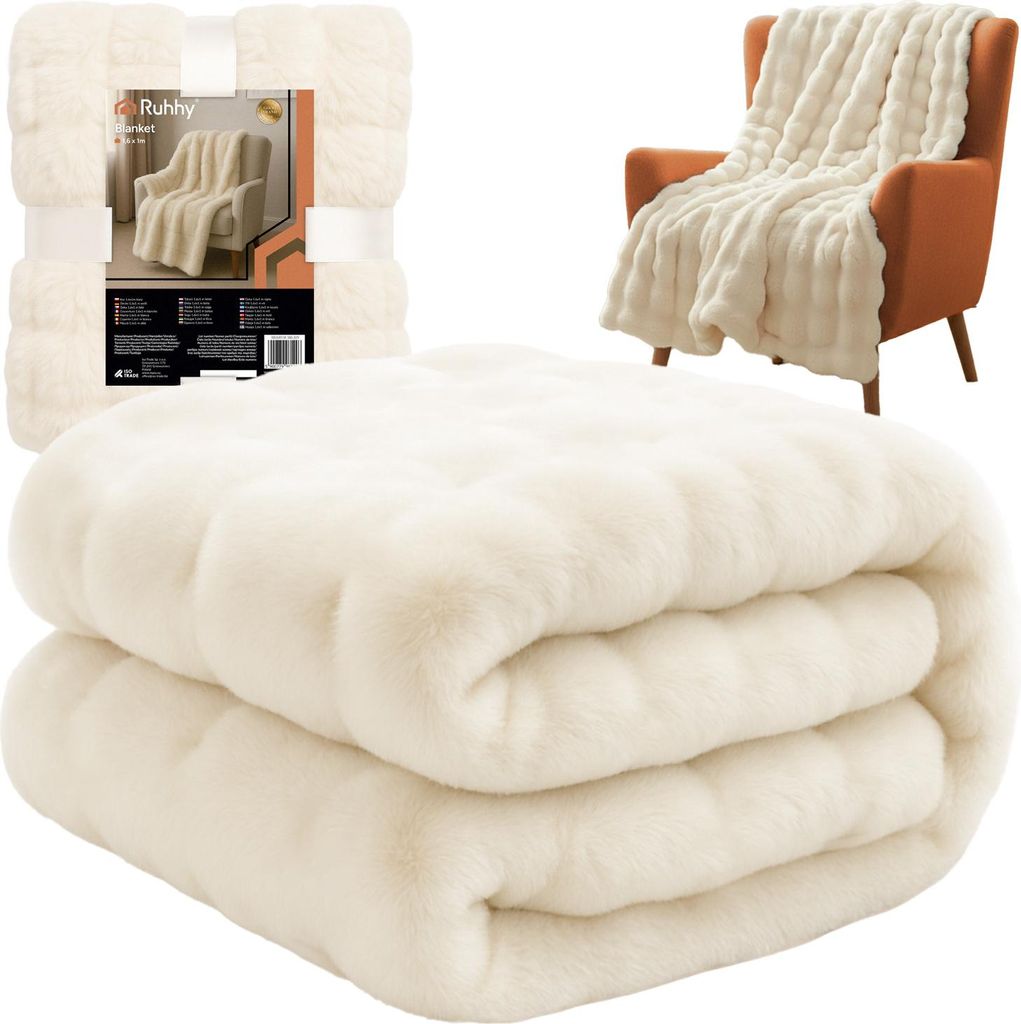 Ruhhy Decke 160×100 cm – Weiche Wendedecke/Plaid – Flauschig, Pflegeleicht, Waschbar bei 30°C