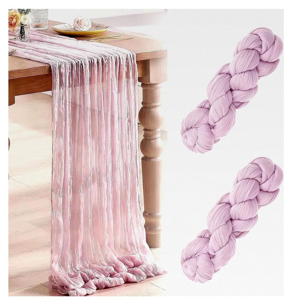 Käsetuch Tischläufer, 2 Stück, 90x300cm Musselin Tischläufer für Hochzeitsdekoration und Geburtstagsparty (Rosa)