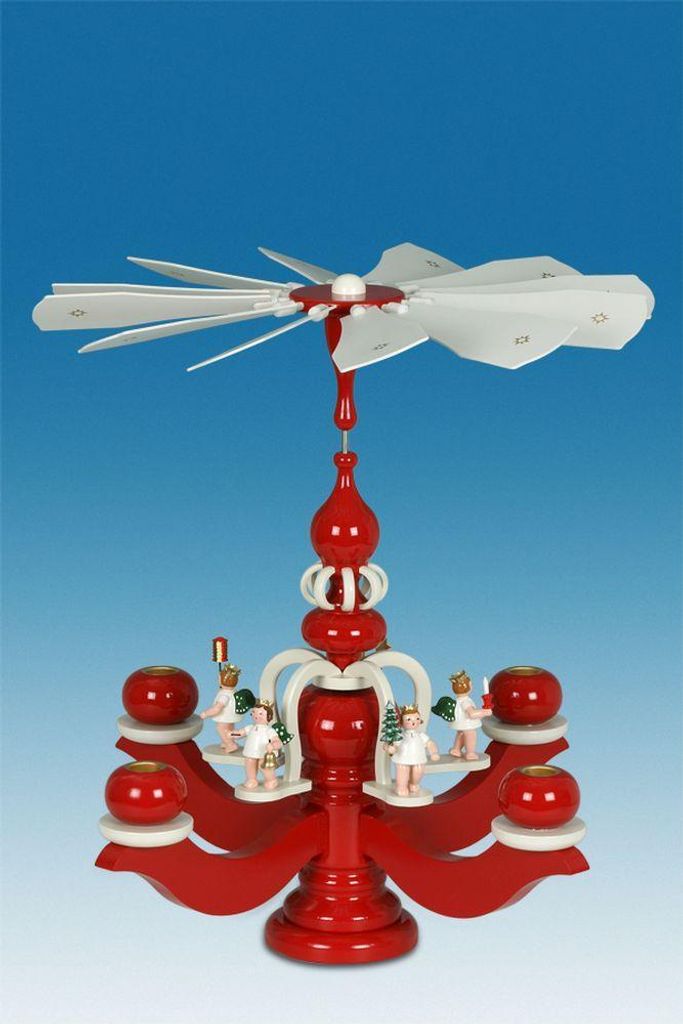 Tischdekoration Pyramide mit Engel rot Höhe 45cm NEU Produktbild 