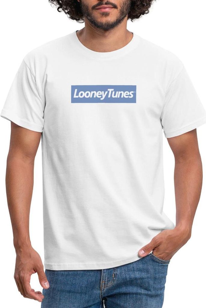 Spreadshirt Looney Tunes Road Runner Design Front- & Backprint Männer T-Shirt, L, Weiß
