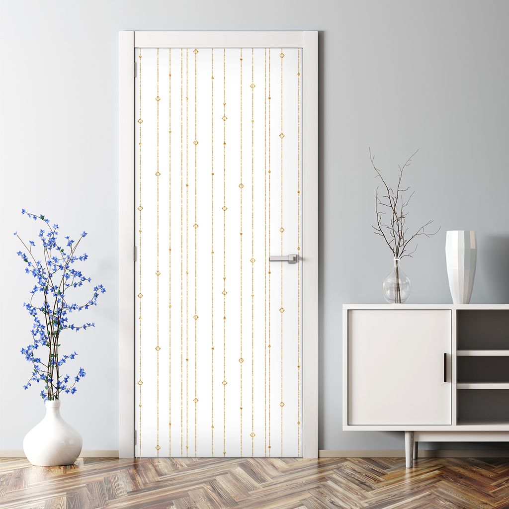 Dekorative Türtapete selbstklebend Klebefolie Türposter Türaufkleber Gold Gestreift 77 x 200 cm