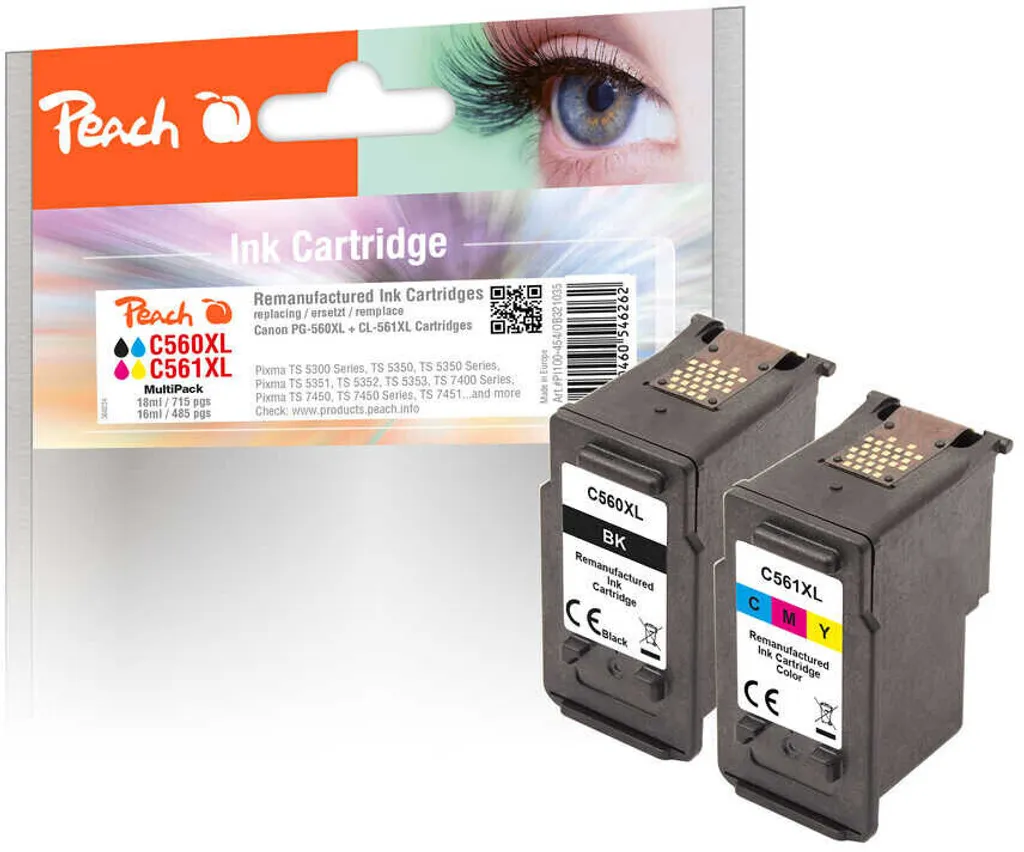 Kit Peach PI100-454 XL Rigenerato per Canon PG-560 CL-561