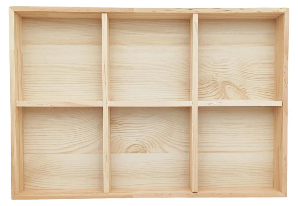 Range-chaussettes en bois brut 6 cases, boîte de tri écologique