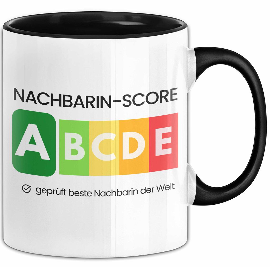 Nachbarin-Score Tasse Geschenk Beste Nachbarin Der Welt Abschied Witz Abschiedsgeschenk (Schwarz)