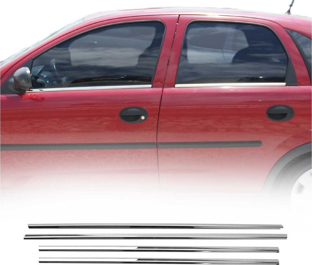 Fensterleisten Zierleisten für Opel Corsa C 2000-2006 Edelstahl Chrom 4tlg