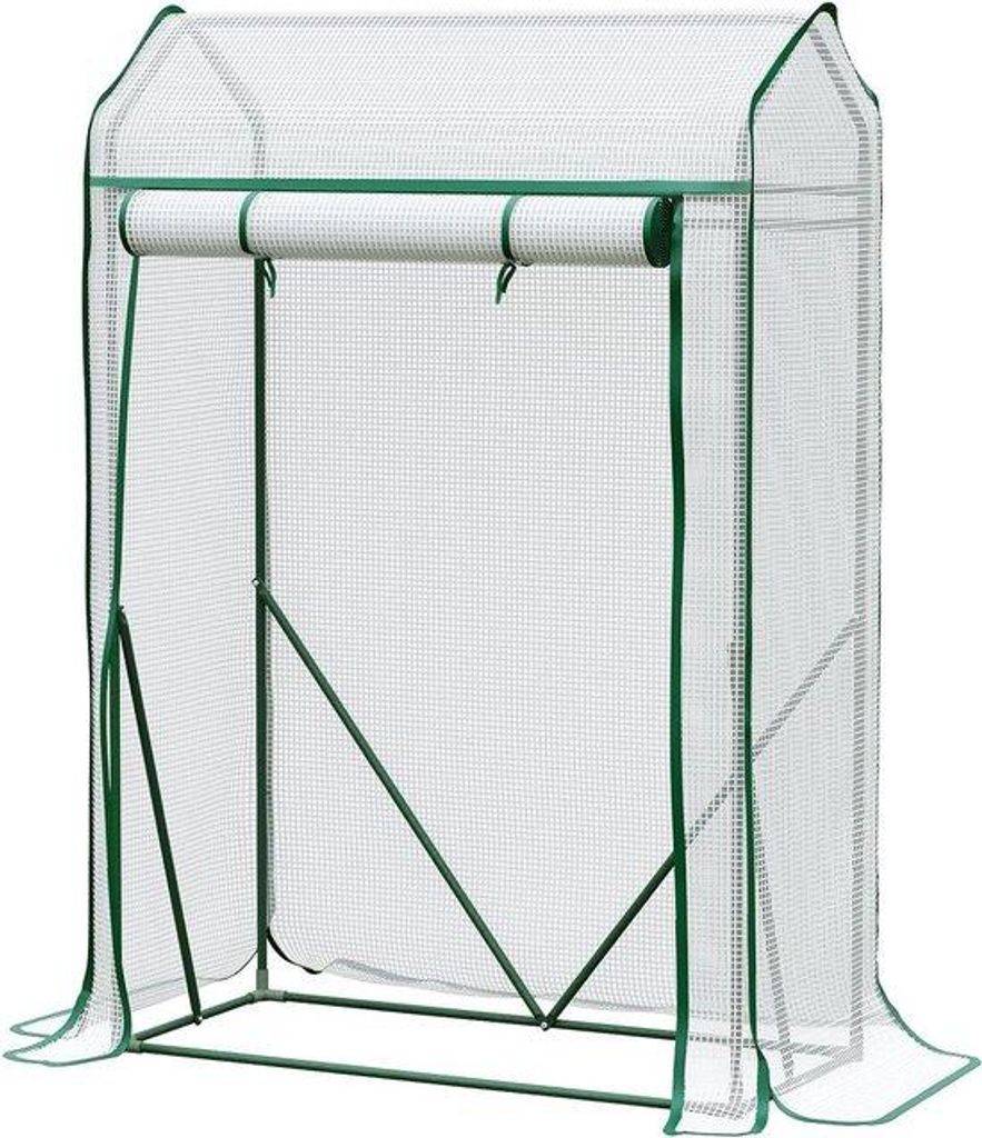 Grünes Gewächshaus 100x50x150cm Rolltür UV-Schutz für Tomaten Pflanzen