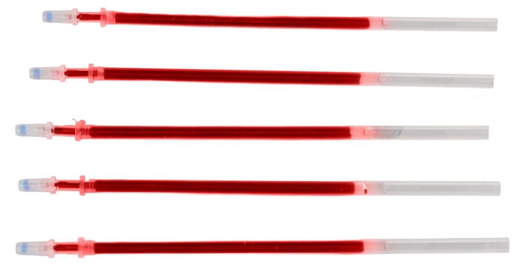 Gelstift-Minen, 0,5 mm Strichstärke, glättendes Schreiben, verschleißfeste Tinte, Ersatz für Bürobedarf, rot, 5 Kugelschreiber