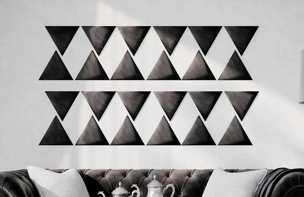 4er-Pack – Weiche Samt-Akustik-Wandkunst-Paneele |Echo-dämpfende, schallabsorbierende und schalldämmende Platten | [4x Triangle (25x25cm) |Schw...