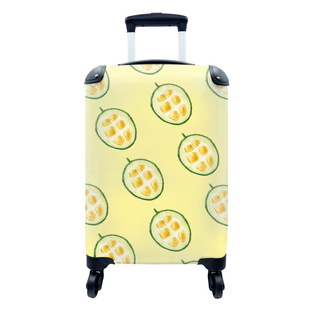 MuchoWow Koffer Handgepäck Trolley Rollkoffer Kleine Reisekoffer mit 4 Rollen - Zitrusfrüchte - Obst - Muster - Cabin Size < 55x40x23 cm & 55x4...