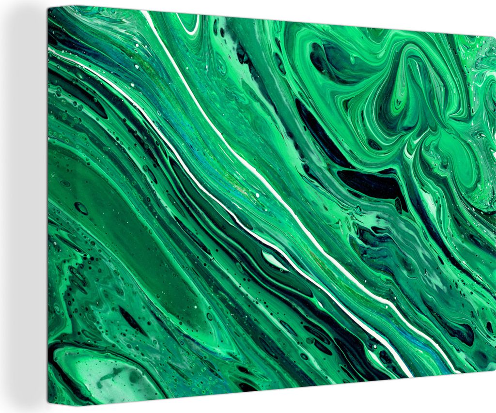 OneMillionCanvasses - Leinwandbilder - 150x100 cm, Marmor - Ölfarbe - Grün, Wandbilder Kunstdruck Wanddekoration