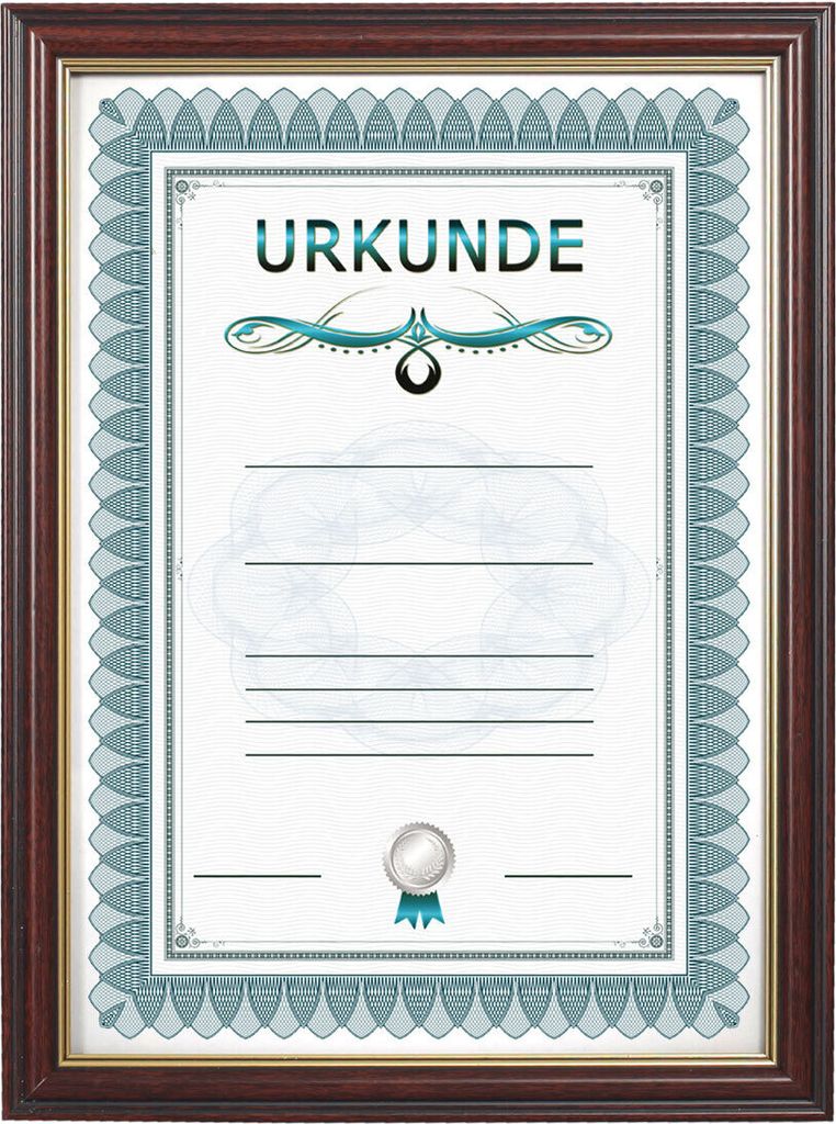 Prestige Frame Hochwertiger Rahmen für anspruchsvolle Dokumente Urkunden und Fotos - Farbe: Mahagoni | Format: A4