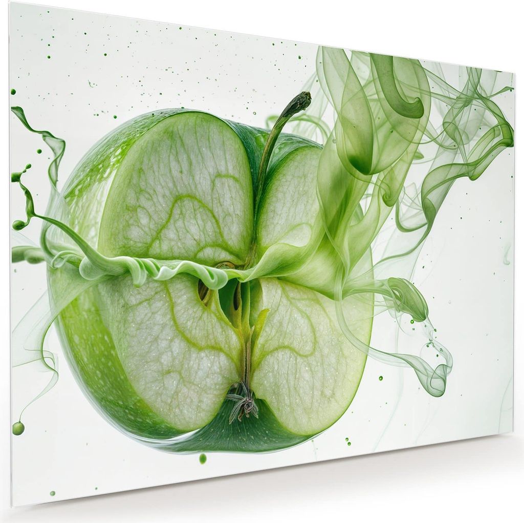 Glasbild 120x90cm in XXL für Wohnzimmer, Schlafzimmer Motiv Zerlegter Apfel