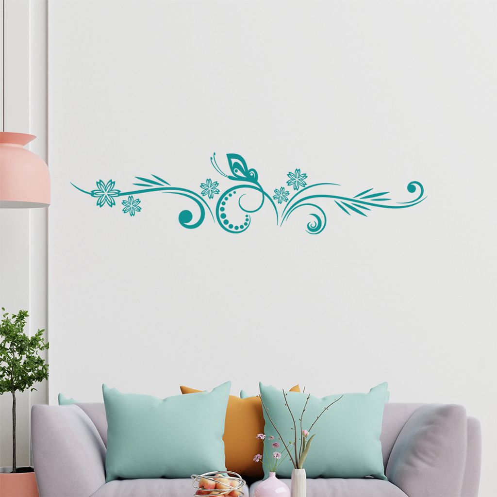 Tribal - Schmetterling - Blütren Wandtattoo in 6 Größen - Wandaufkleber Wall Sticker - Dekoration, Küche, Wohnzimmer, Schlafzimmer, Badezimmer