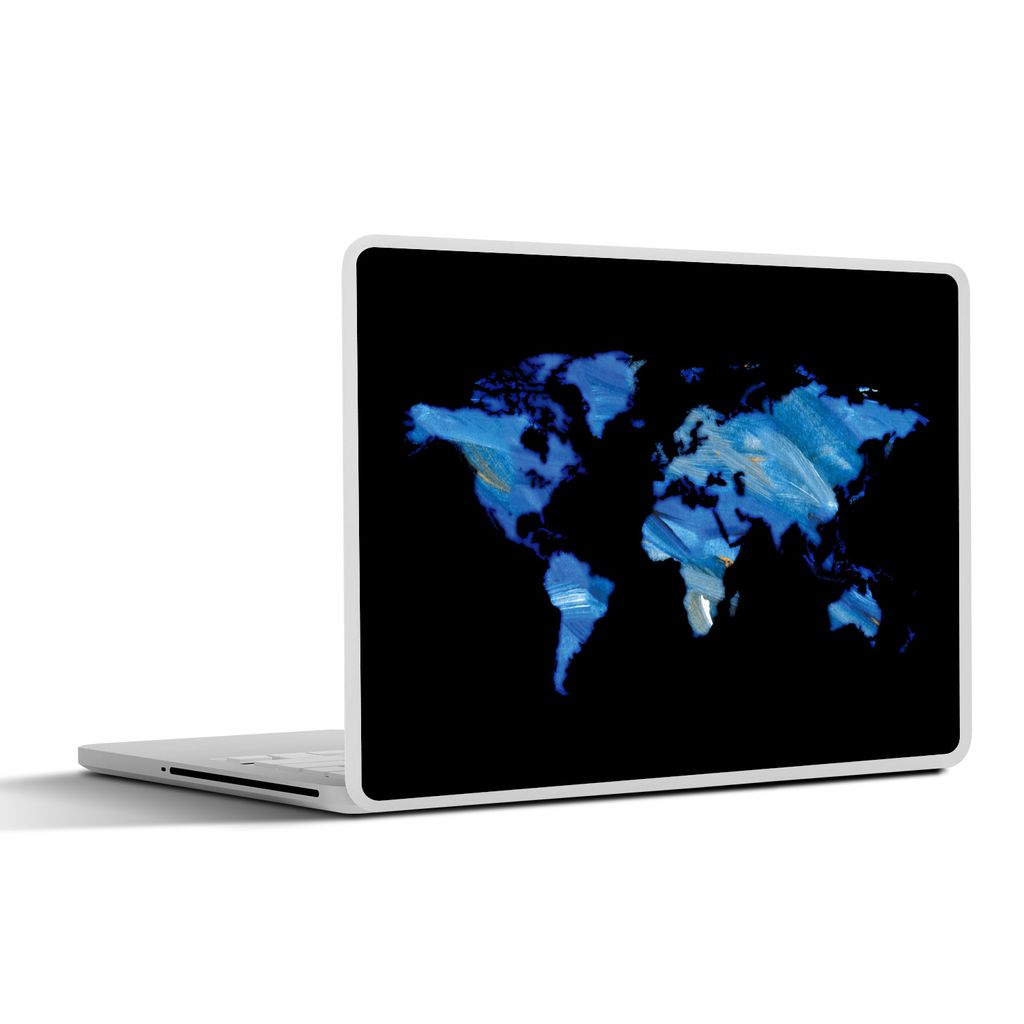 MuchoWow Laptop Aufkleber Sticker Cover Weltkarte - Schwarz - Aquarell 36.5x27.5 cm - Laptop-Sticker