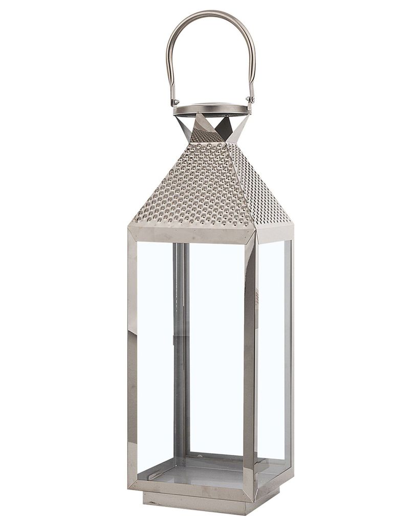 BELIANI Laterne Silber 18 x 55 cm Edelstahl Dekorativ Produktbild 
