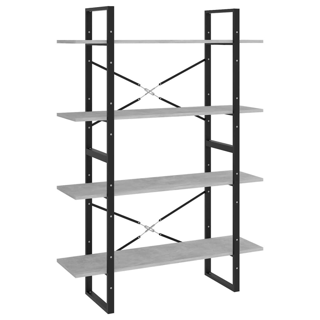 vidaXL Bücherregal 4 Fächer Betongrau 100x30x140 cm Holzwerkstoff