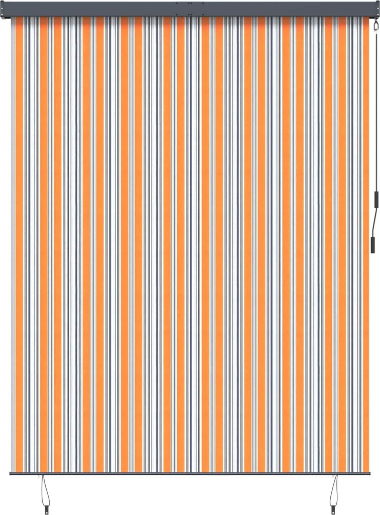 Rollo Gestreift Gelb und Blau 200 x 250 cm Stoff und Aluminium