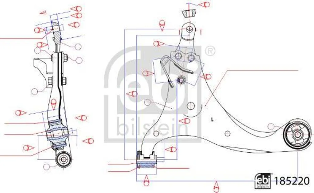 Bras de suspension FEBI 185220 haute résistance pour Kia Carens