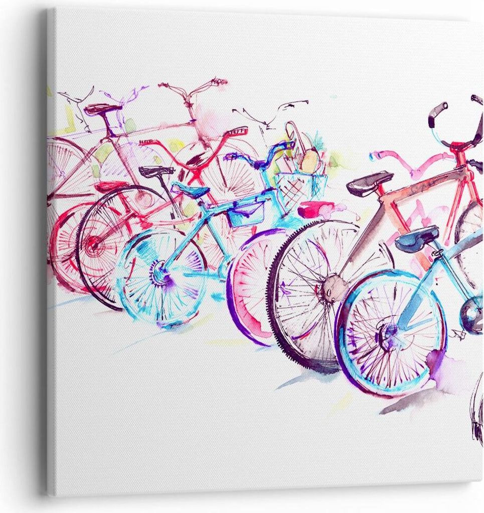 Bild auf Leinwand - Leinwandbild - Bikes Sommer Farbe Rad - 40x40cm - Wand Bild - Wanddeko - Leinwanddruck - Bilder - Kunstdruck - Wanddekoration -...