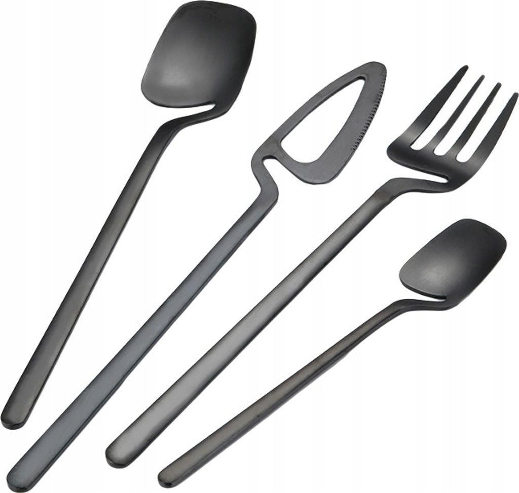 Modernes Edelstahl Besteck Set 32 tlg MATT SCHWARZ Set
