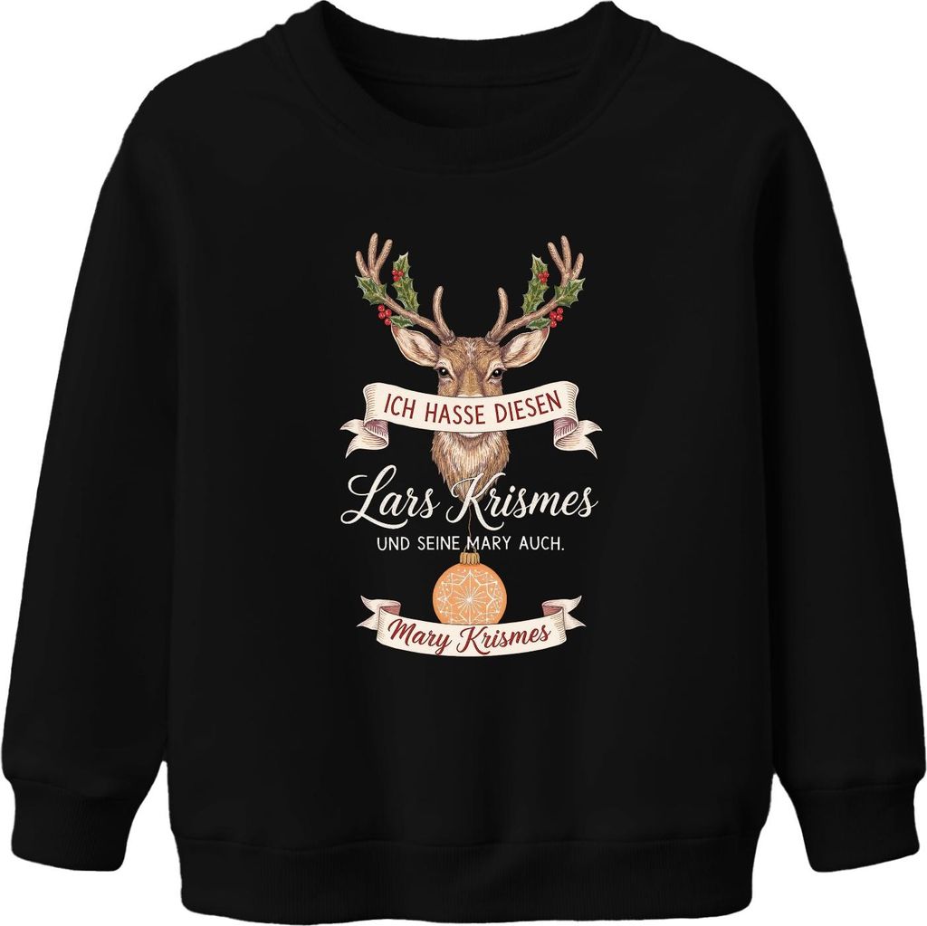 Ich hasse diesen Lars Krismes und Mary Weihnachten lustig Hirsch Uni Kinder Sweatshirt Pullover, Schwarz, 152