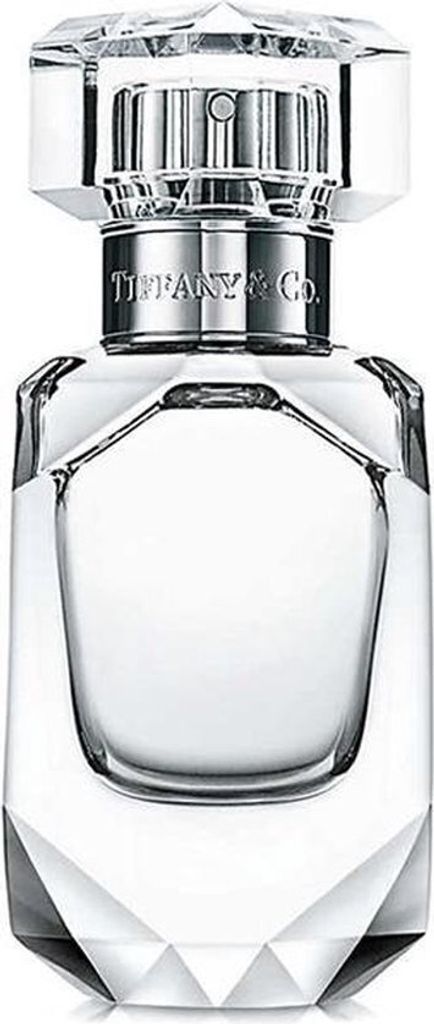 A clear, studio shot of a Tiffany & Co. perfume bottle against a white background.