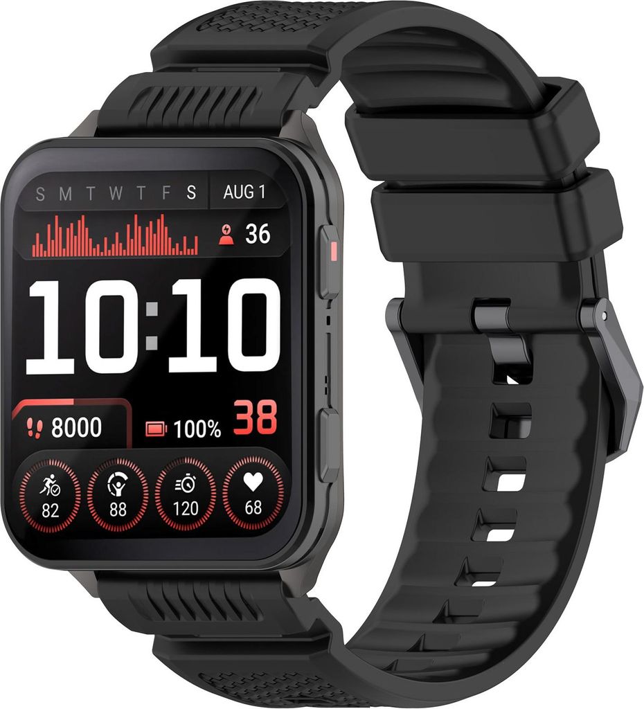 Strap-it Silikonarmband mit Schnallenverschluss - passend für die Garmin Venu X1 (schwarz)