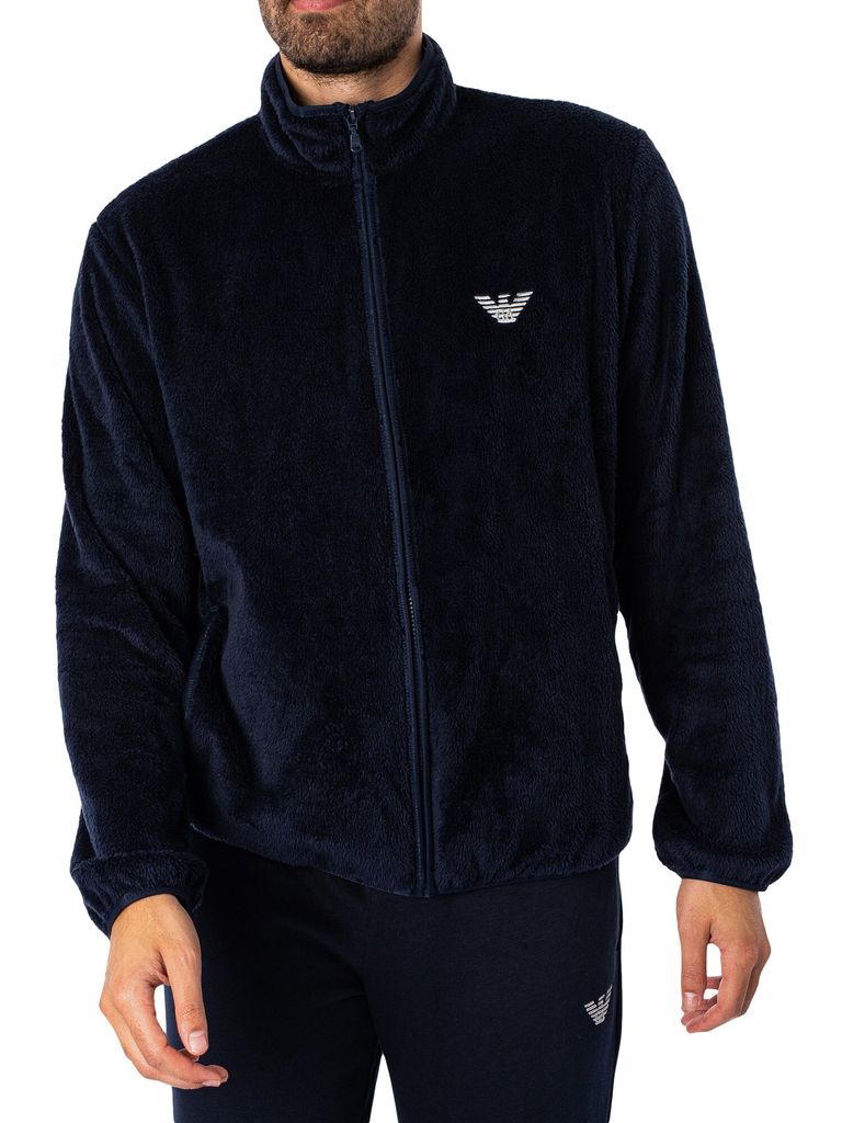 EMPORIO ARMANI Herren Sweatshirt Pullover offene Jacke mit Reißverschluss Langarm warm und weich Teddybär Artikel 112001 2F580, EUR S - CN 165/88...