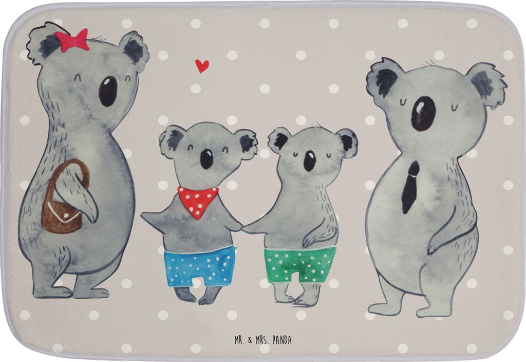Mr. & Mrs. Panda Badteppich Koala Familie zwei - Grau Pastell - Geschenk, badezimmer läufer, Badezimmerteppich, Koalabär, Muttertag, Badvorleger,...