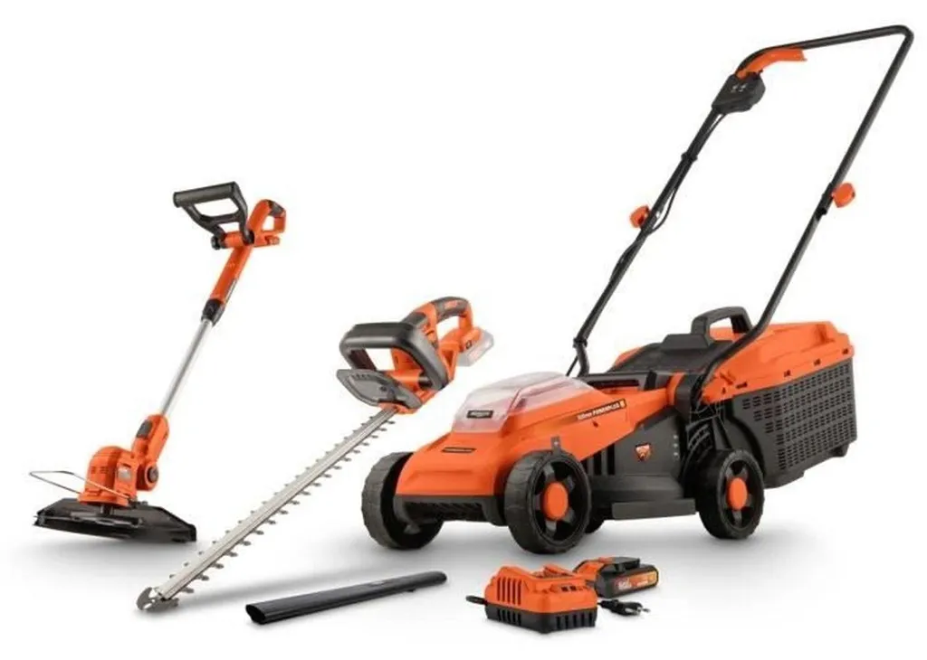 Tondeuse Powerplus 20V compacte 33cm POWDPGBOX25 système de coupe précise