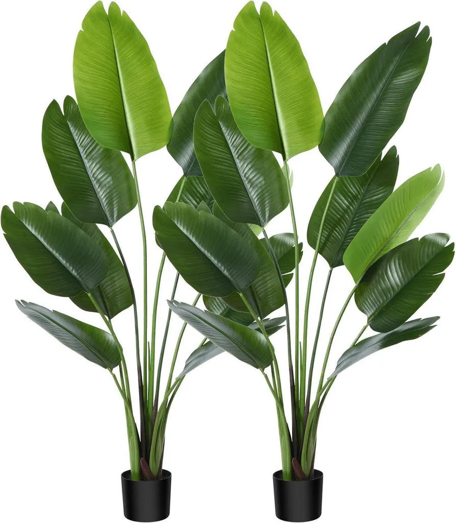 CROSOFMI Plante artificielle Oiseau de Paradis 180cm Pack de 2 Pots