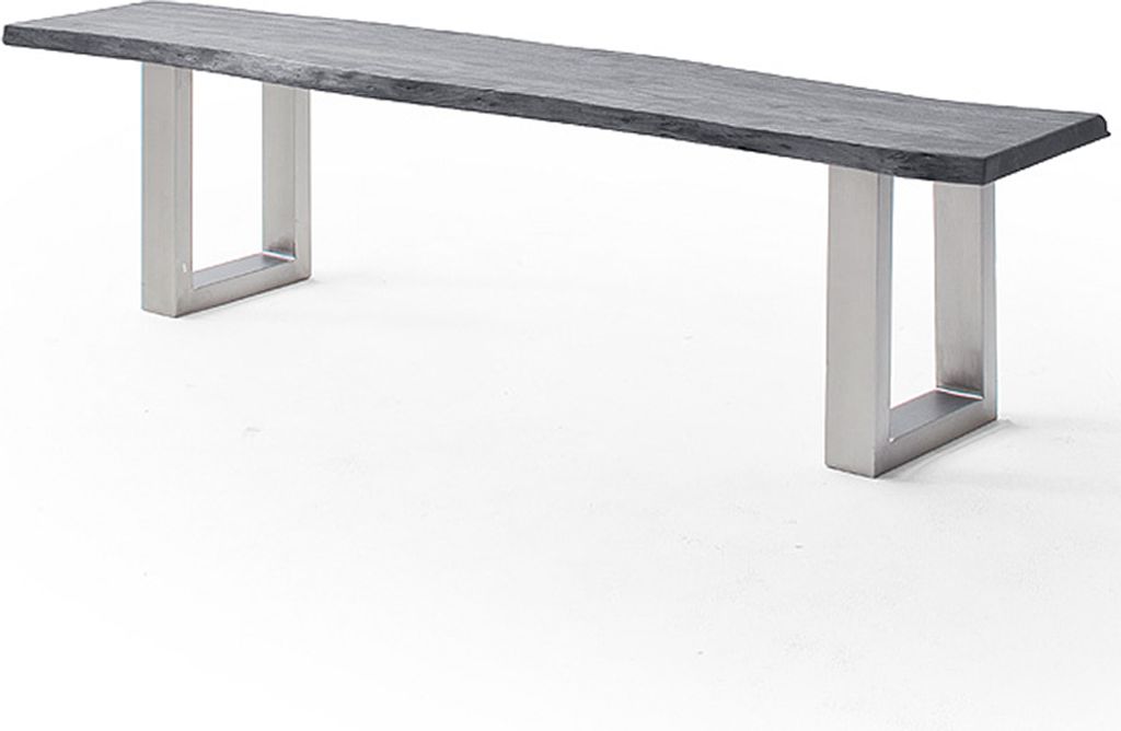 Esszimmer Sitzbank mit 160 cm Breite, Akazie massiv, grau sandgestrahlt - COSENZA-06