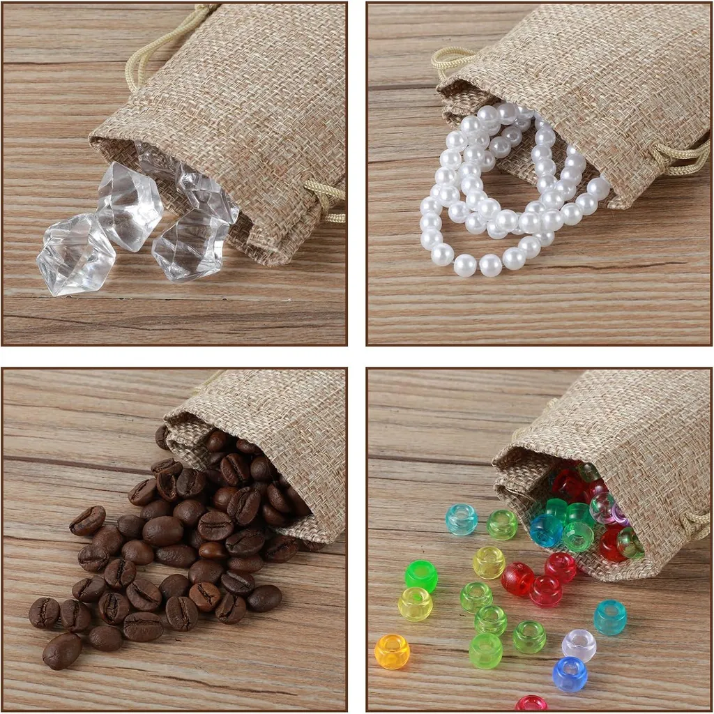 Petits sachets en coton et jute avec cordon de serrage rapide