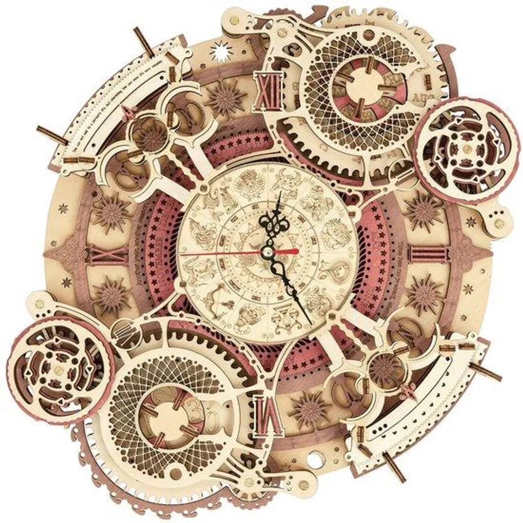 Puzzle 3D mécanique horloge Zodiac en bois - Kit de construction créatif