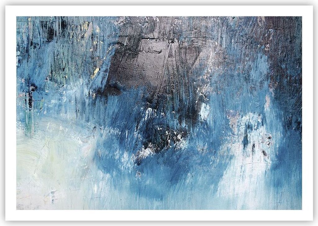 Poster - Poster ohne Rahmen - Abstraktion Blau Schwarz - 100x70 cm - Wand Bild - Wanddeko - Wandbilder - Kunstposter - Wandposter - Bilder - Kunstd...