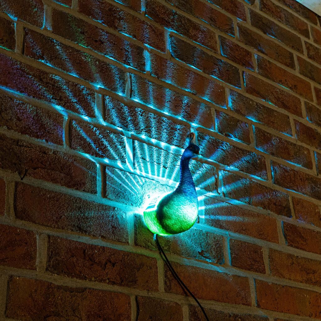 HI 70466 LED Solar Wandleuchte Leuchte Pfau mit Farbwechsel