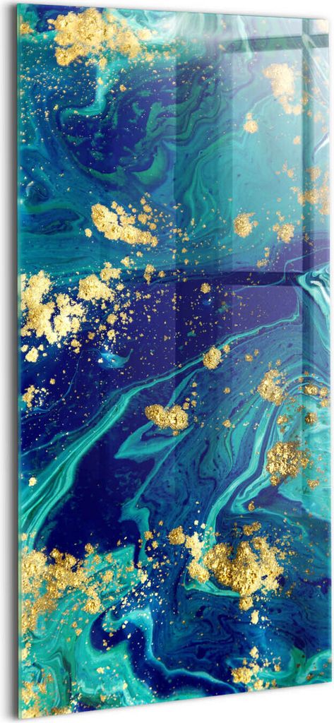 Designer Glasbild - Wandbild - Glas Bild - 50x100 cm - Abstraktion Mit Gold