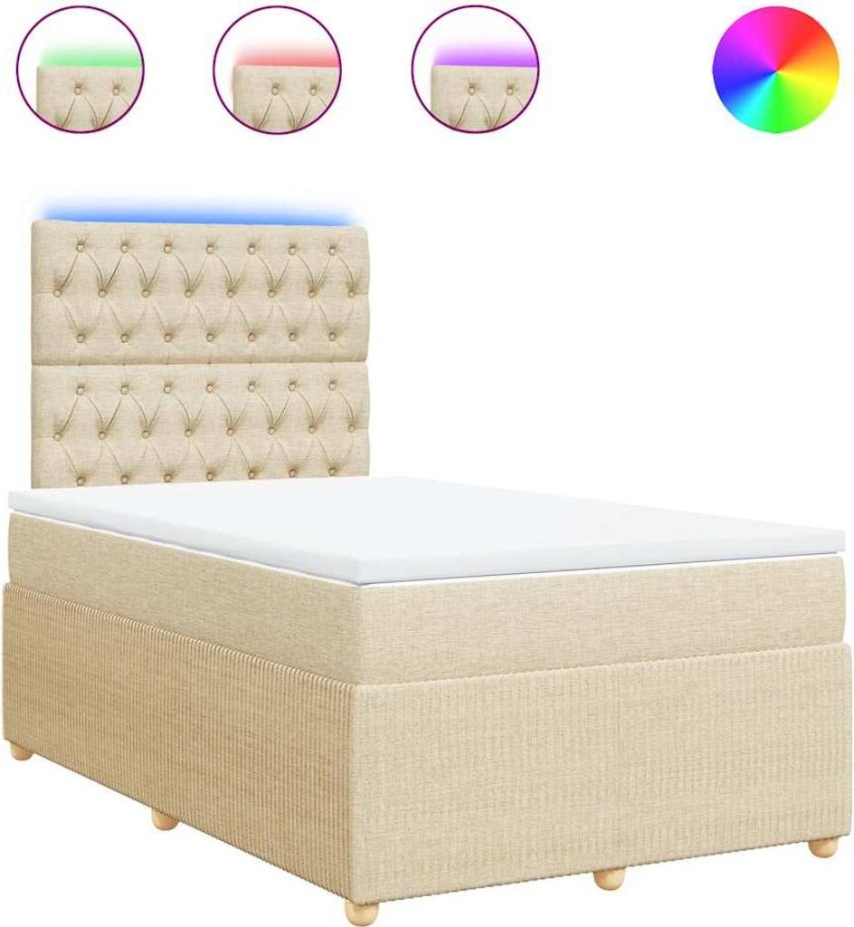 vidaXL Boxspringbett mit Matratze Creme 120x200 cm Stoff